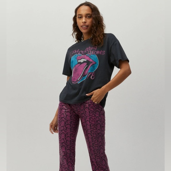 Daydreamer Rolling Stones 78 Ticket Boyfriend Tee Vintage Black Oversized - Picture 2 of 7